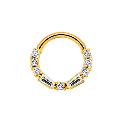 Flower Moon Heart Waterdrop Septum Piercing Daith Conch Tragus Hoop Earring Clicker Segment Nose Ring 316L Surgical Steel 16G I-Gold Color