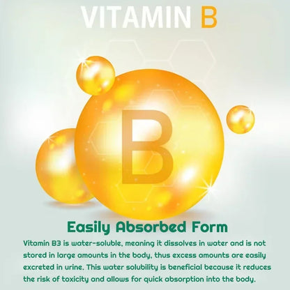 Niacinamide Vitamin B3 Capsules - Supports Skin Cell Health, Whitens Skin, Promotes Brain Function, and Enhances Energy