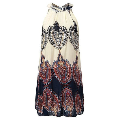 Summer Style Women Casual Loose Chiffon Dress Ladies Fashion Sleeveless Boho Vestidos Beach Mini Dress