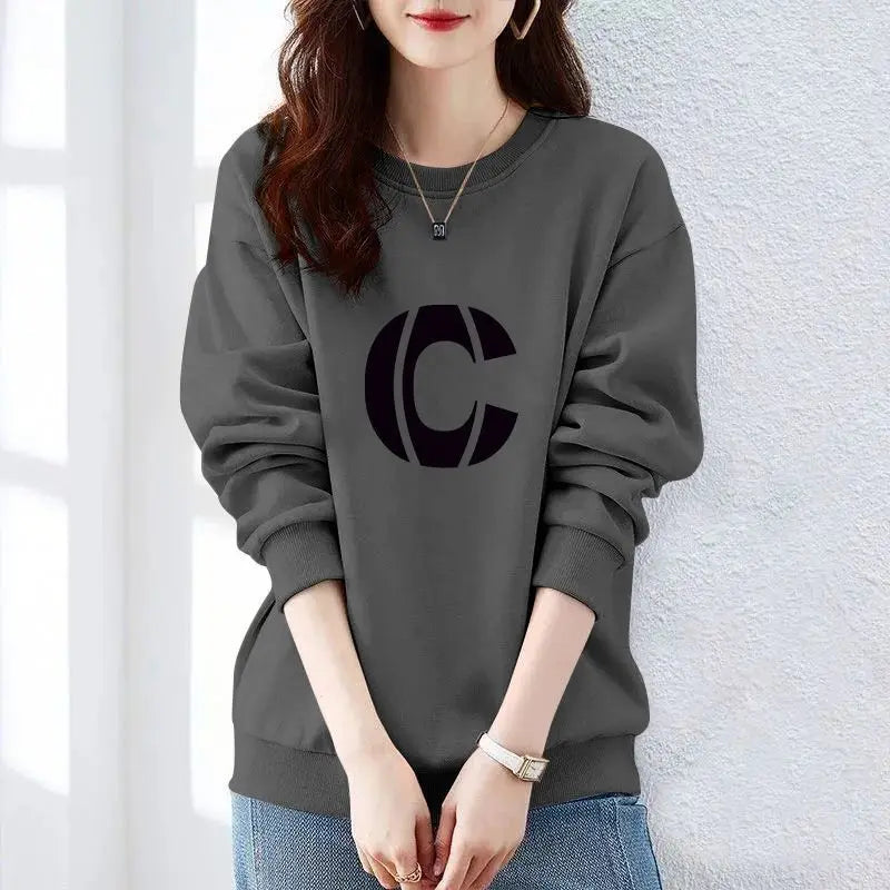 Women Clothing Spring Autumn Long Sleeve Print Letter Loose Casual Hoodies Sweatshirts Lazy Style All-match Tops Trend Fashion