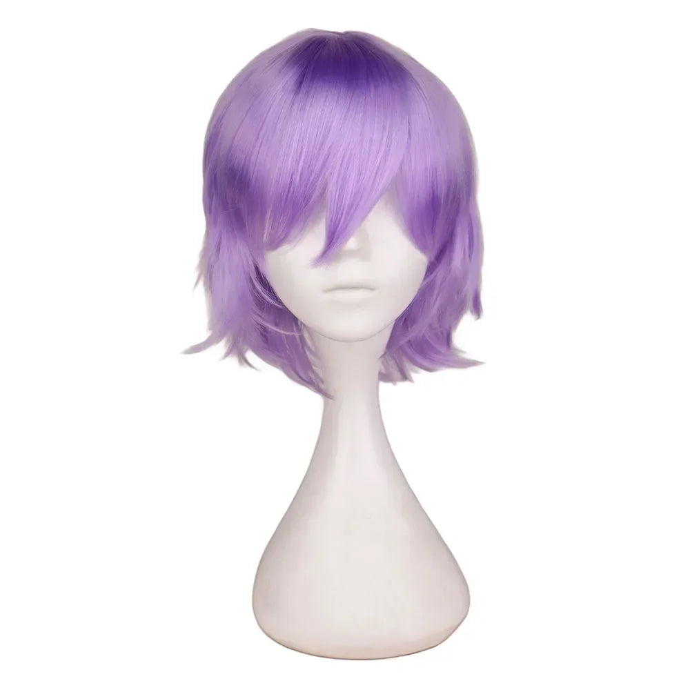 Universal Short Cosplay Wig Silver Red Pink Blonde Grass Green Black Straight Men's Wig for Halloween Cosplay Costume Party