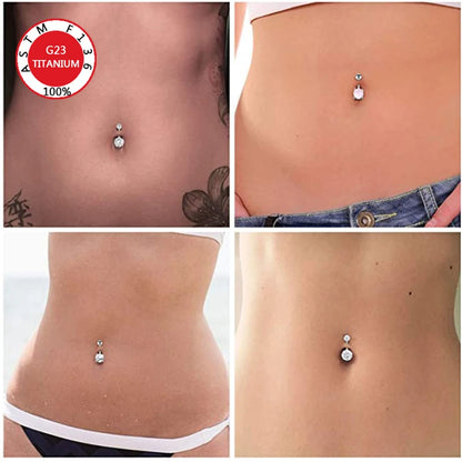 G23 Titanium Internally Thread Navel Piercing Jewellery Sexy Belly Button Rings 14G Navel Body Piercing CZ Beach Pendant Jewelry