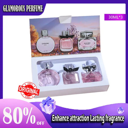 90ML(30mlx3PCS) Eau De Parfum Gift Box Feminino Spray Fresh Light Scent Floral Fruity Chypre Notes LongLasting Women Perfume Set Badiee Stylez