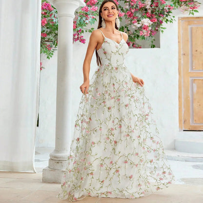 European and American Style Mesh New Embroidered Dress, Photo Party, Dance Party, Embroidered Evening Dress, Sweet Dress, 2025 Badiee Stylez