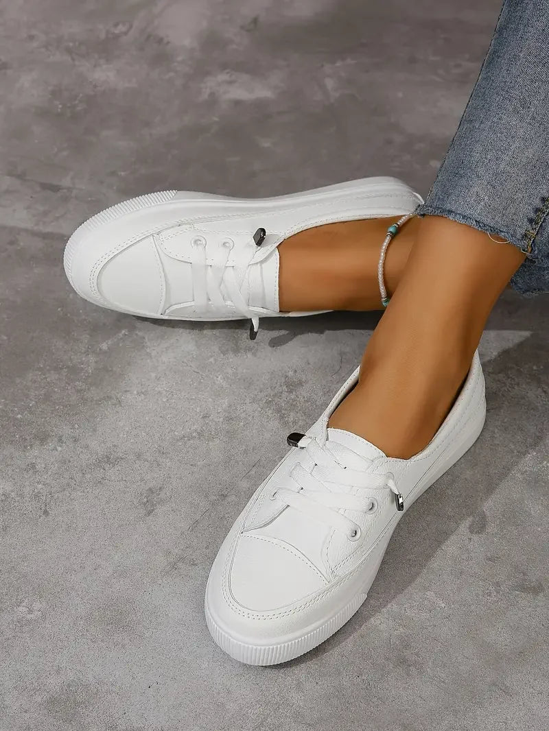 Spring and Summer Fashion New Mesh Breathable Round Toe Shallow Mouth Casual and Comfortable Flat Walking Shoes Sneakers WHITE