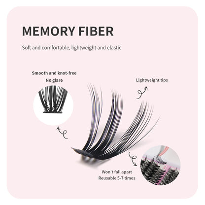 ANNAFRIS 300Pcs DIY Cluster Lash Extension Kit Color individual Lashes Kit with Lash Bond&Seal Remover Tweezers