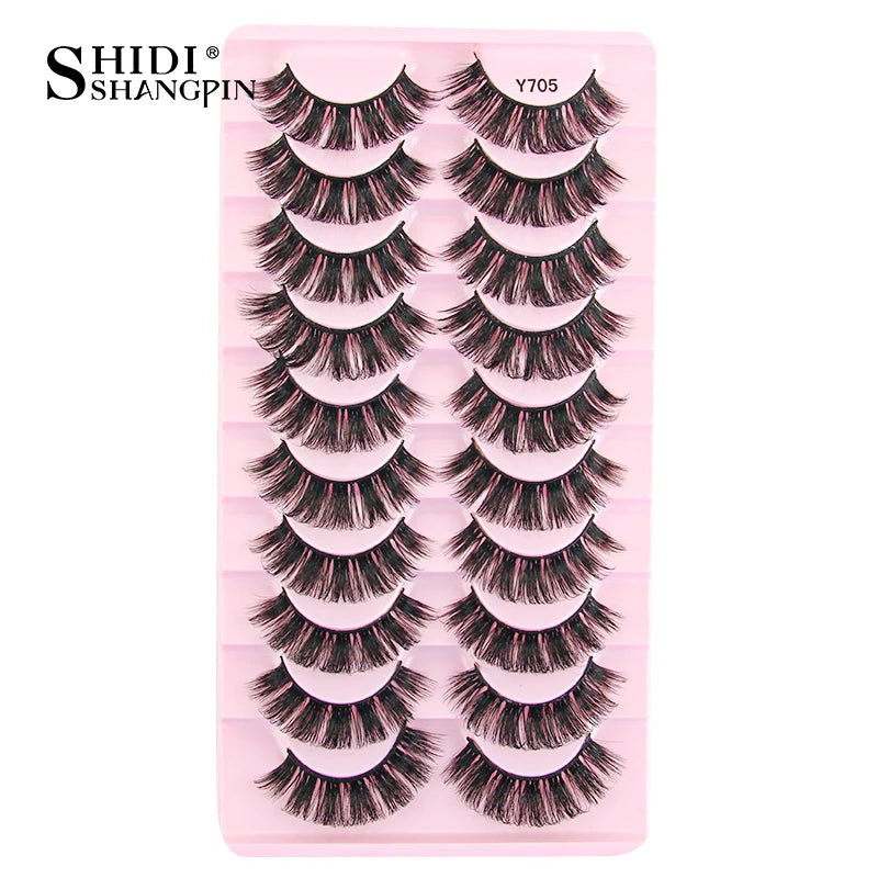 SHIDISHANGPIN 5/10Pairs False Lashes Cat Eye Eyelashes Eyelash Extension 3D Mink Half Lashes Natural Makeup faux Cils maquiagem 10 Pairs Y705