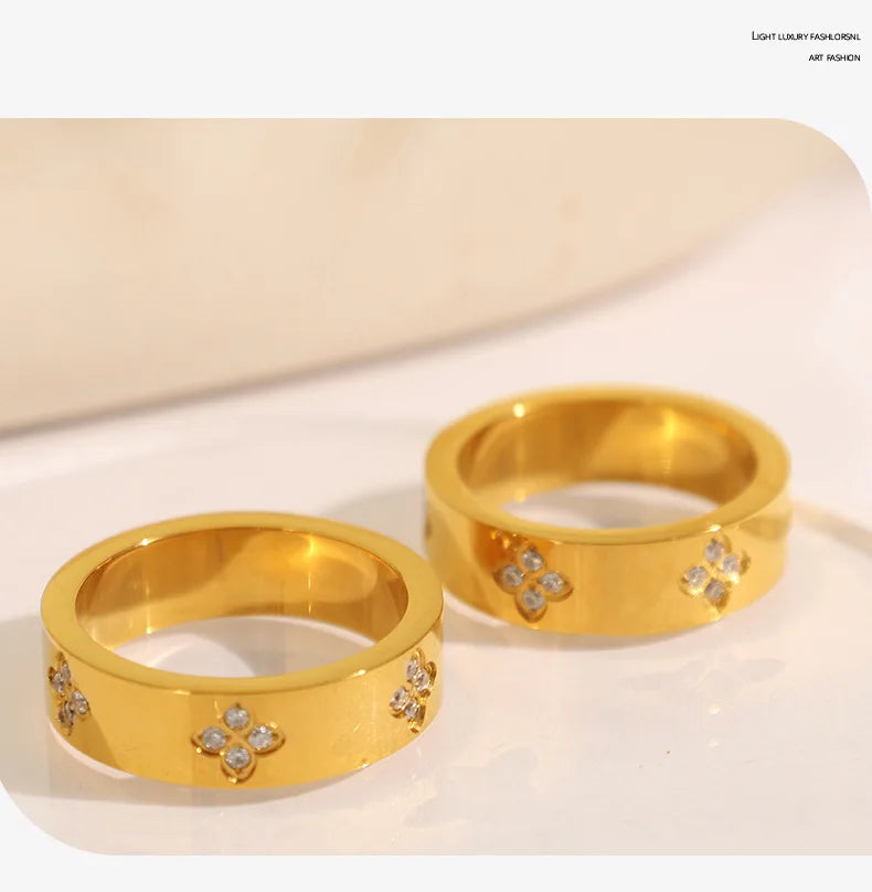 Keen-on Rings Stainless Steel Jewelry Woman Waterproof Water Drill Engagement Classic Retro Trends 2025 Products PVD Plating