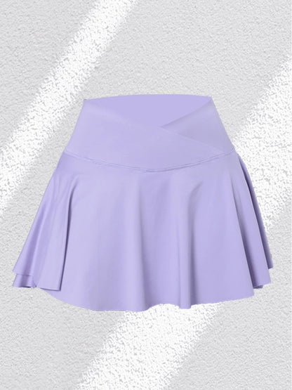 3Pack Dopamine Pockets Tennis Skirts for Women Fitness Skinny Pleated Skirt Outdoors Corset Pockets Shorts High V Waist Purple1PCS