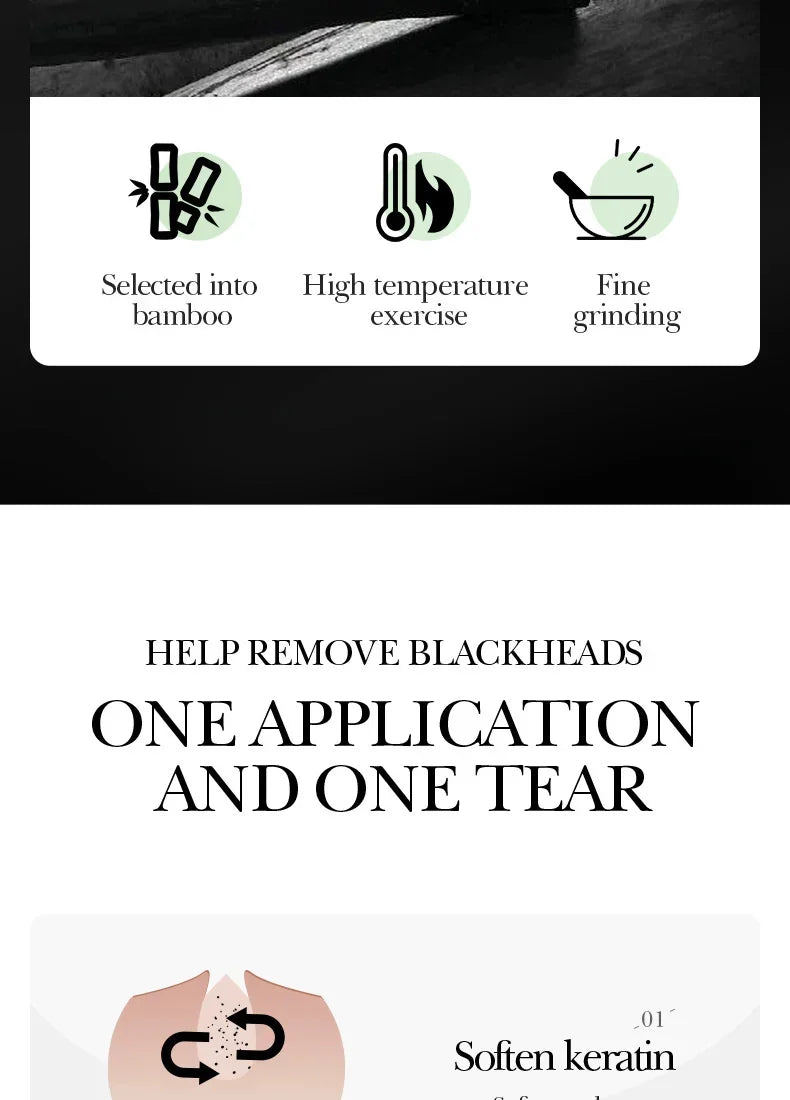 Blackhead Remover Mask Bamboo Charcoal Shrink Pores Acne Black Head Removal Cream Nose Cleansing Black Peel Off Masks Skin Care