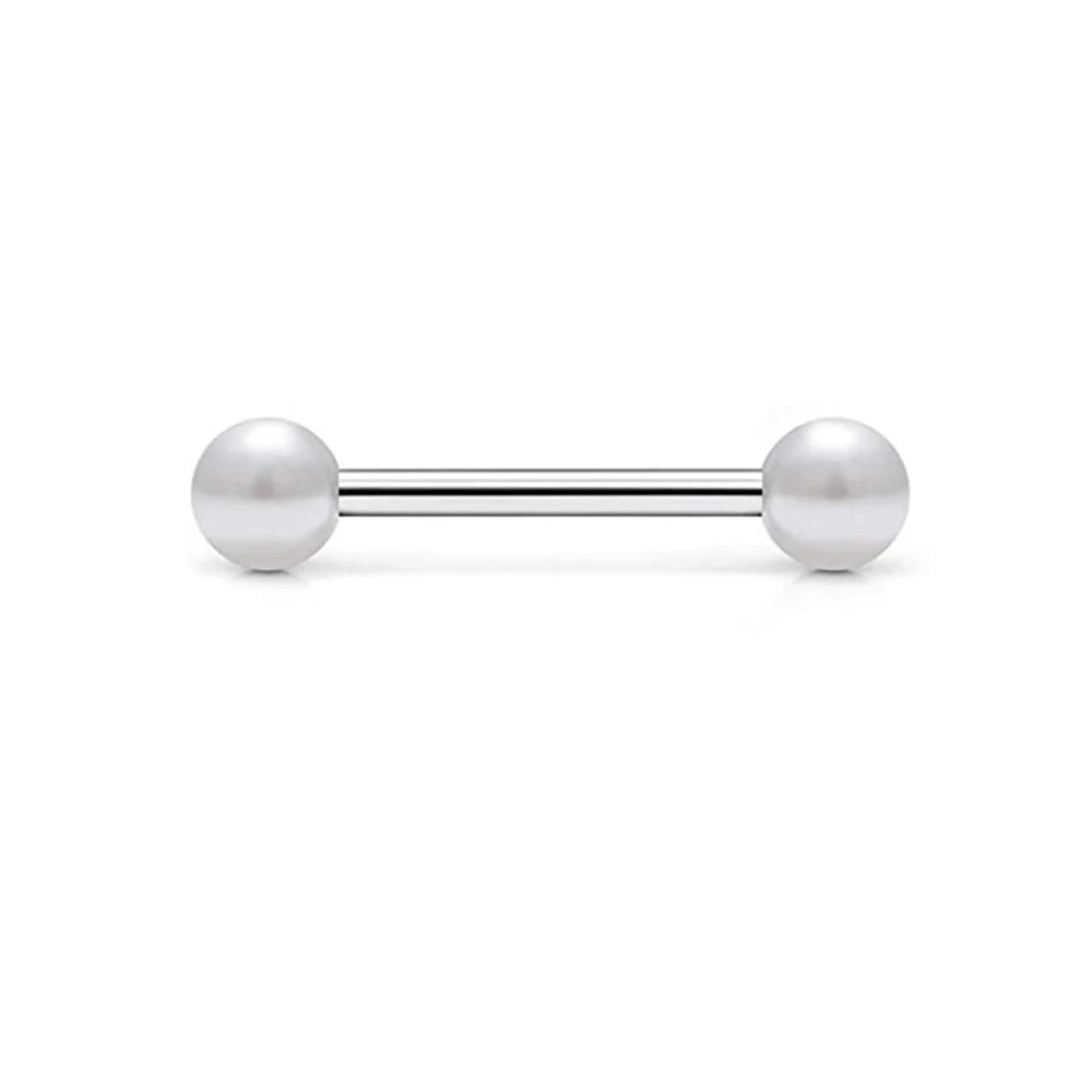 1 PCS/5 PCS Stainless Steel 14G Tongue Rings Barbell Glowe Tongue Barbell Jewelry For Women Piercing Tongue Piercing White Badiee Stylez