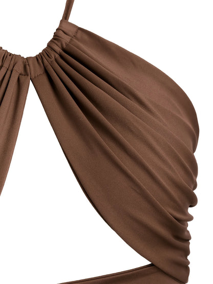 Europe and the United States solid color hanging neck small tube top hollowed out umbilical slim hot girl suspender vest