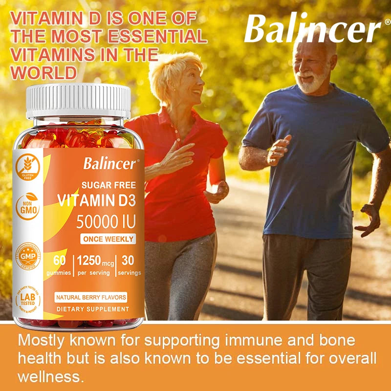 High Potency Vitamin D3 50,000 IU - Immune Support, Bone, Teeth, Heart and Nerve Health, Antioxidant - Gluten-Free, Non-GMO