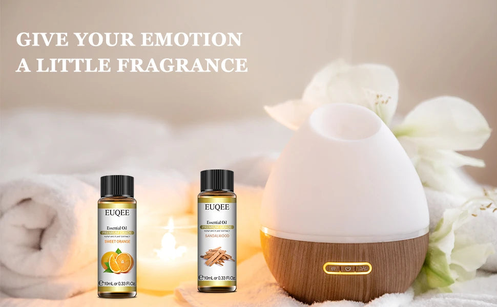 EUQEE 10ml Natural Plant Essential Oil with Dropper For Diffuser Humidifier Lavender Jasmine Eucalyptus Vanilla Essential Oils - Badiee Stylez