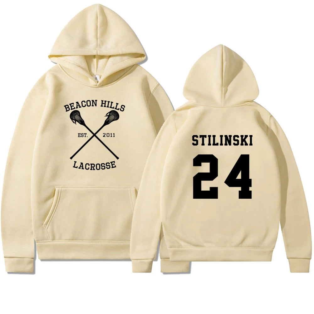 Teen Wolf Hoodie Beacon Hills Lacrosse Hoodie Stilinski 24 Teen Wolf Hooded Sweatshirt Dylan Obrien Unisex Teen Wolf Hoodies Khaki