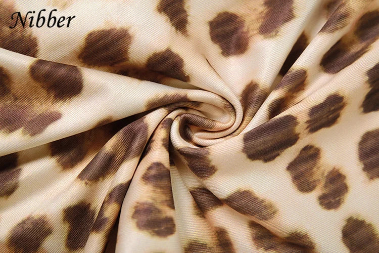 Nibber Leopard Print 2 Piece Set Women's Autumn Tracksuit Athleisure Hooded Crop Jacket + Flared Pants Stretch Matching Suit