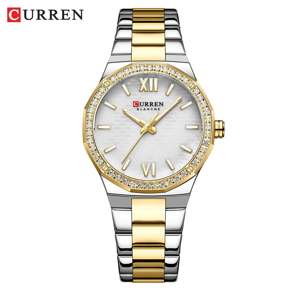 CURREN 2025 Casual Ladies Quartz Wrist Watch Luminous Bracelet Women Watch Clock Luxury Brand Design Women Montre Femme Reloj gold white