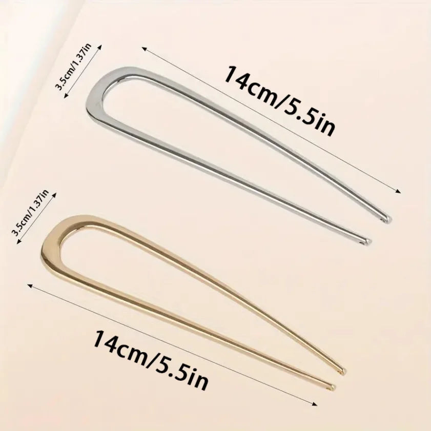 2Pcs French Pins Hair Pins 5.5 Inch Metal U-Shaped Hair Clip Hair Vintage French Twist Hair Pin for Women Girls Hairstyle Gifts Badiee Stylez
