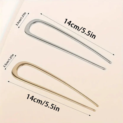 2Pcs French Pins Hair Pins 5.5 Inch Metal U-Shaped Hair Clip Hair Vintage French Twist Hair Pin for Women Girls Hairstyle Gifts Badiee Stylez