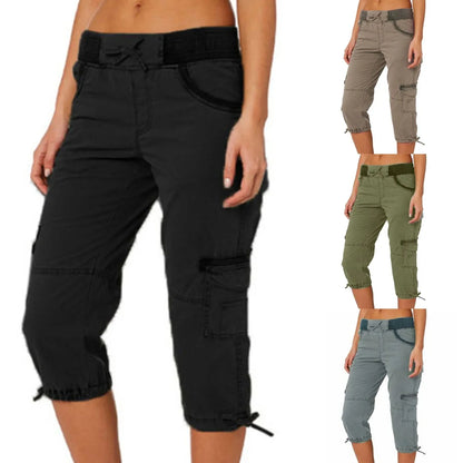 Multi Pocket Trousers Outdoor Y2k Cargo Pants Women Streetwear Sports Cropped Pants Overalls Thin Loose Cargo Shorts Pantalones