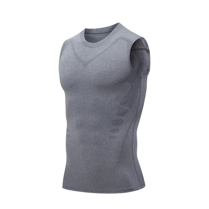 Mans Compression Tank Top Men Gym Shirt Sleeveless Quick Dry Sportswear Male Fitness Bodybuilding Vest Workout Muscle Top 807 gray