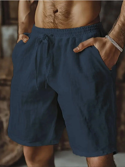 2025 New Summer New Men's Cotton Linen Breathable Shorts Hawaii Beach Pants Male Solid Color Trousers Loose Versatile Streetwear Badiee Stylez