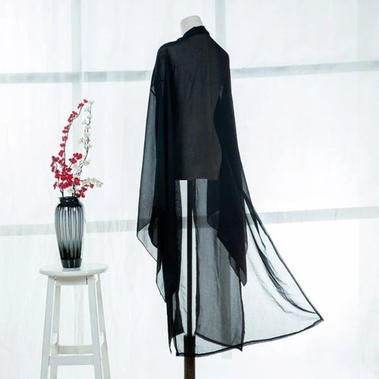 2025 new summer women long chiffon Cardigan sunscreen three quarter sleeve black blue white fashion thin cardigan