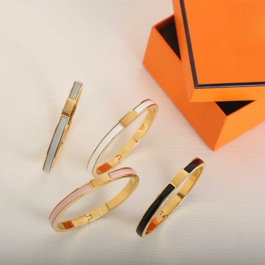 Luxury Fashion Stainless Steel Enamel Bracelet, Fashionable, Women's Festival Luxury, Colorful Jewelry Access 2025 Fashion