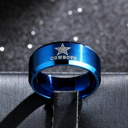 MOREDEAR 8mm Black Titanium Ring Dallas Cowboys For Men and Women