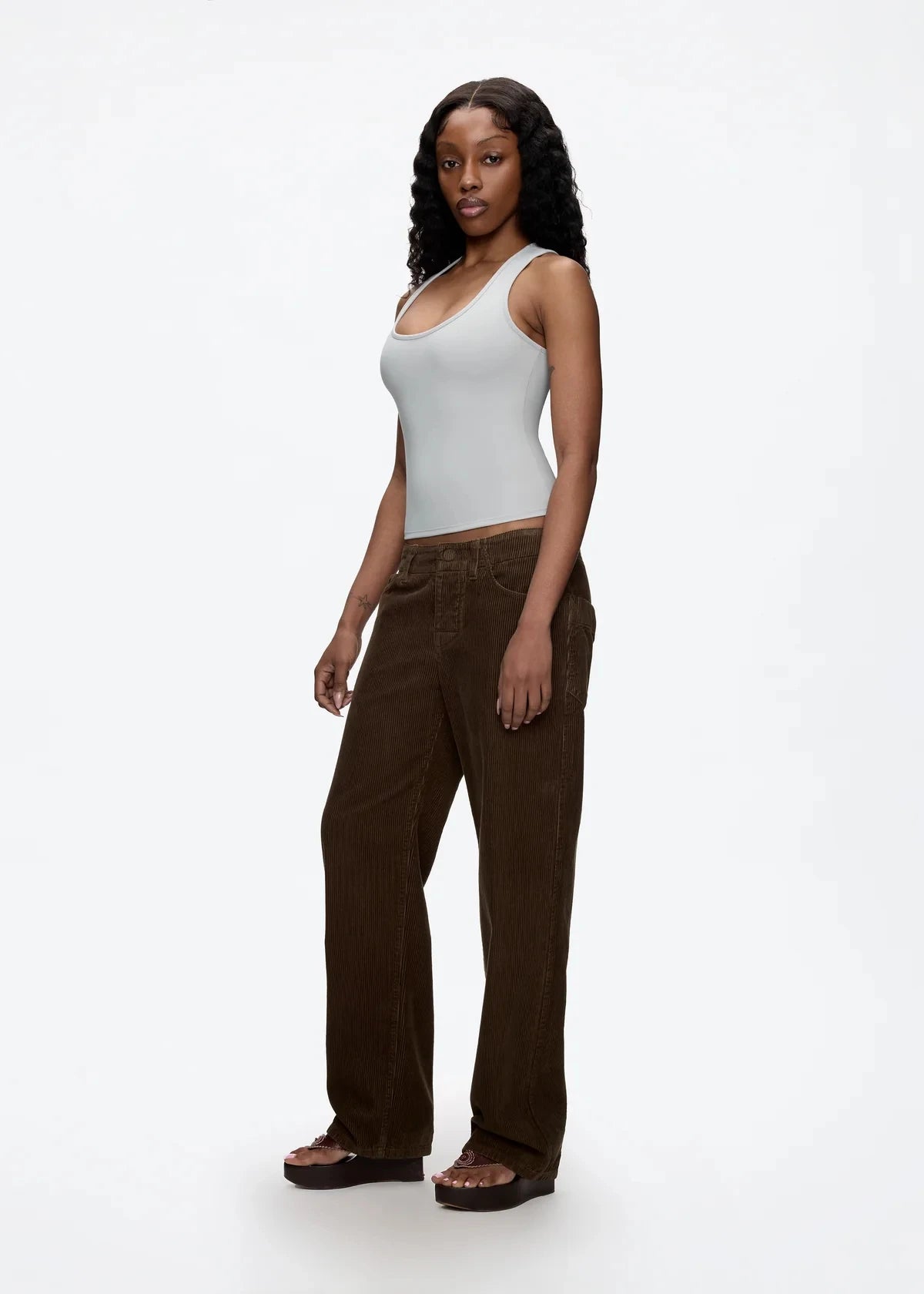 Tank Classic X-shaped Backless Baby Blue and Misty Gray Multi-color Comfortable Elastic Waist Tight Fit Backless Top