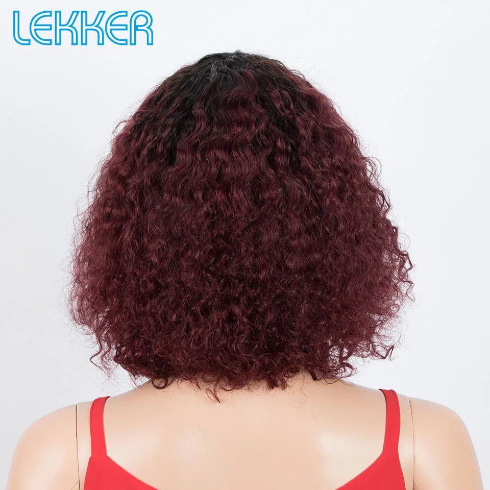Lekker Colored Short Pixie Afro Kinky Curly Bob 100% Human Hair Wigs For Women Brazilian Remy Hair Ombre Brown Clearance Ginger Badiee Stylez