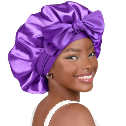high-quality Mulberry Silk Sleeping Bonnet for Women Large Sleep Cap with Wide Elastic Tie Band for Curly Dreadlock Braid Hair C Badiee Stylez