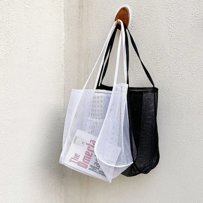 Summer Fashion Mesh Handbag Totes Hollow Out Shoulder Bags For Women Female Casual Fashion Large Capacity Shopping Pack