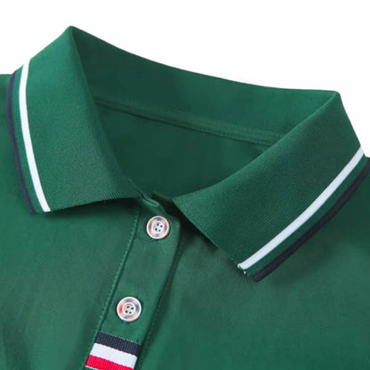 European Station Polo Neck Long sleeved T-shirt Women's Summer New High end Luxury Pure Cotton Loose Fashion Casual Large Top