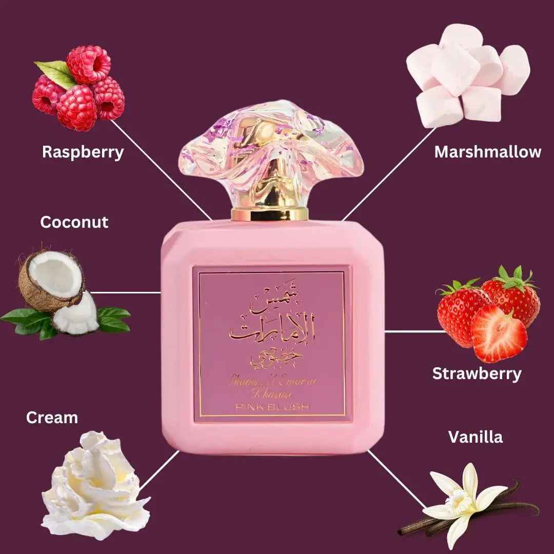 Ard Al Zaafaran Arabian Perfume Pink Blush Shams Al Emarat Khususi Blush Perfume for Women Eau De Parfum - 100 ML (3.4 OZ) - Badiee Stylez