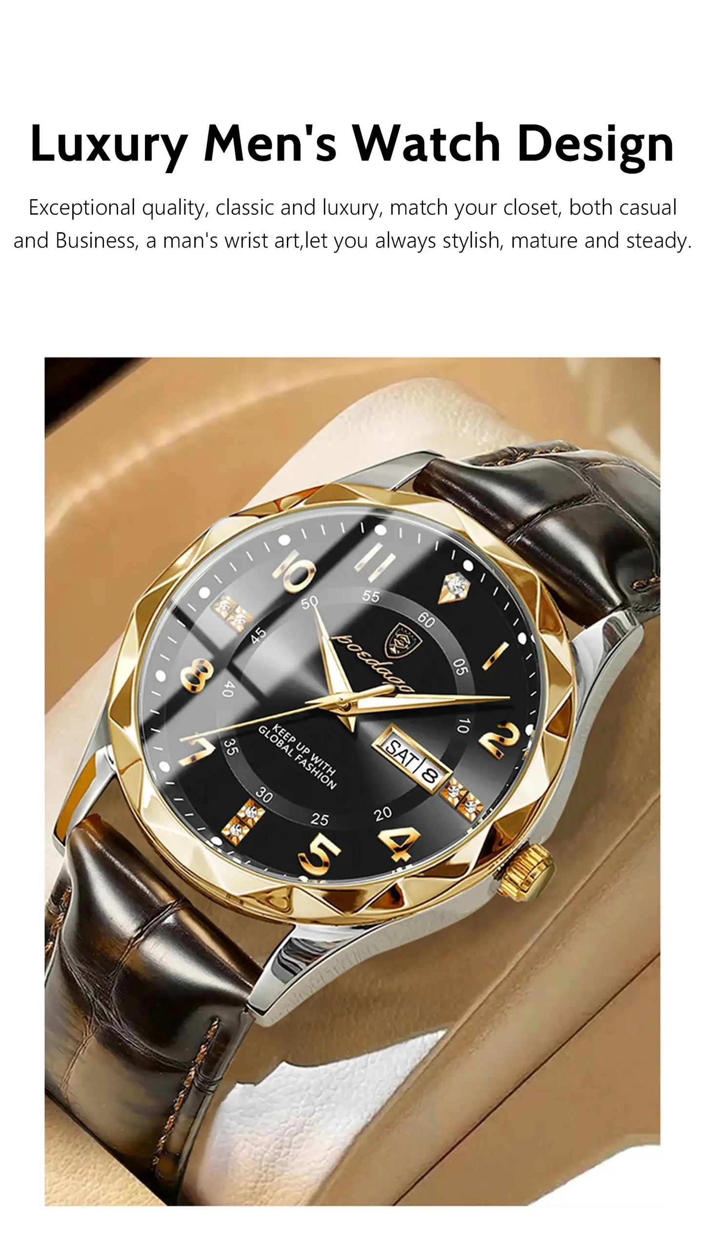 POEDAGAR Luxury High Quality Watches for Men Sport Quartz Leather Man Watch Waterproof Luminous Date Week Men's Watch Male Reloj