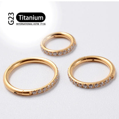 G23 Titanium Earrings Hoop Round Tragus Cartilage Helix Daith Lip Hinged Clicker Segment Ear Nose Ring Body Piercing Jewelry Badiee Stylez