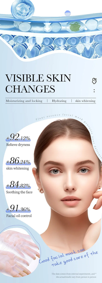 12pcs Hyaluronic Acid Hydrating Facial Mask Sheet Masks For Face Hydrating Shrinking Pores Moisturizing Face Masks Skin Care