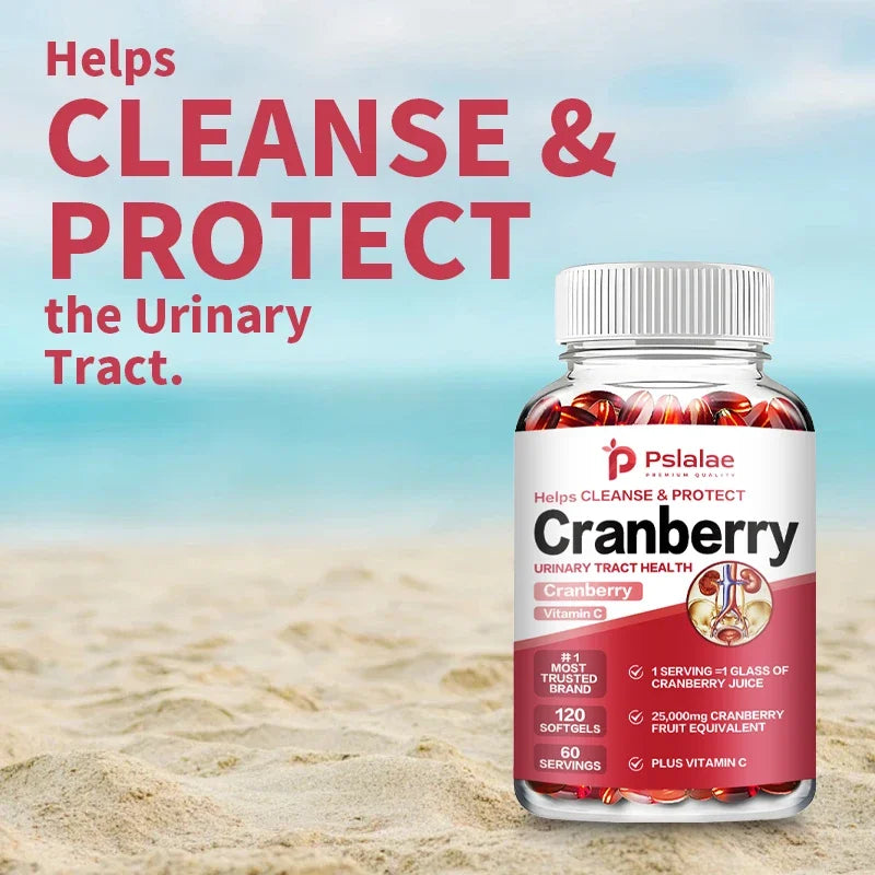 Organic Cranberry Capsules - Rich Vitamin C, Healthy Bladder, Fast Detoxification, Supports Urinary System Health, Antioxidant