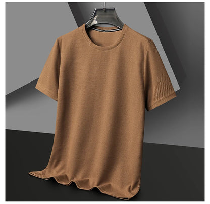 New Summer Waffle Round Neck Short Sleeved T-shirt for Men's Short Sleeved Top Badiee Stylez