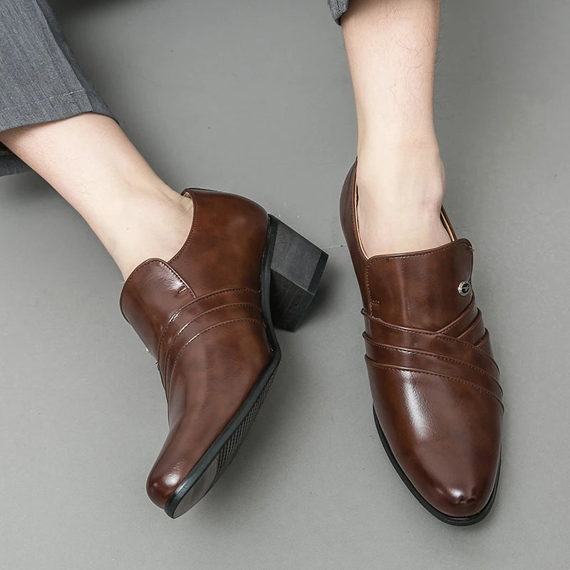 Men Formal Oxford Shoes Casual Business Office Party Loafers Men's High Heels Shoes Classic Men Shoes PU Leather Dress Shoes