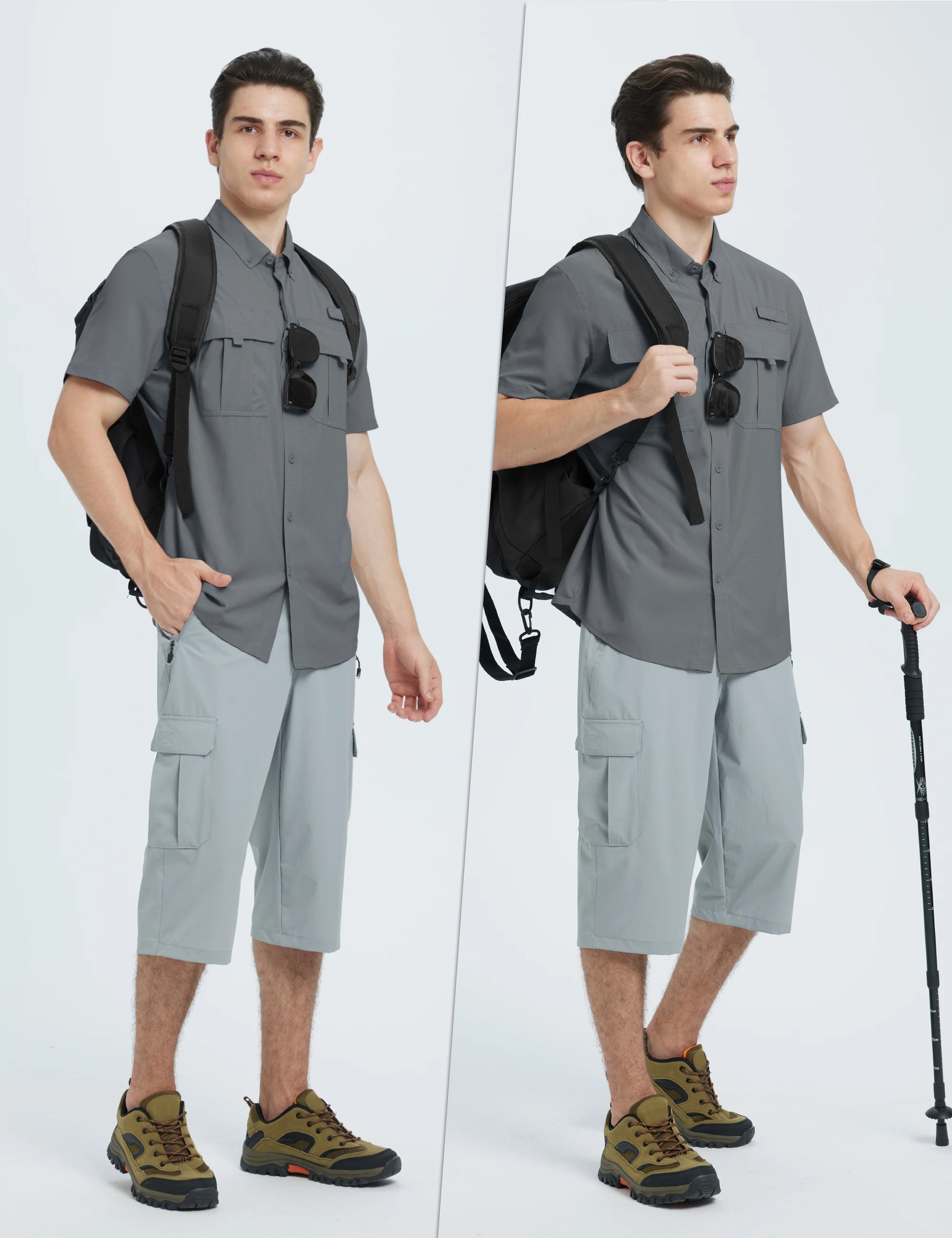 TACVASEN UV Block Fishing Shirts Mens Lightweight Quick Dry Short Sleeve Shirt Breathable Outdoor Hiking Shirt Fishing Shirts