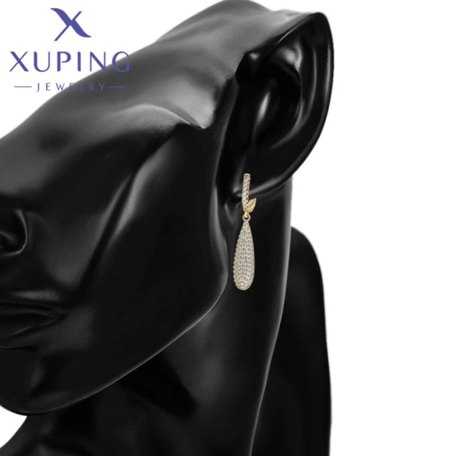 Xuping Jewelry High Quality Fashion Geometry Shaped Light Gold Color Sag Earrings for Women Valentine's Day Gifts X000837267
