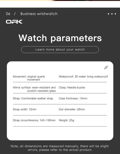 OPK Brand Women's Watch Fashion Double Calendar Quartz Waterproof Night Light 6002