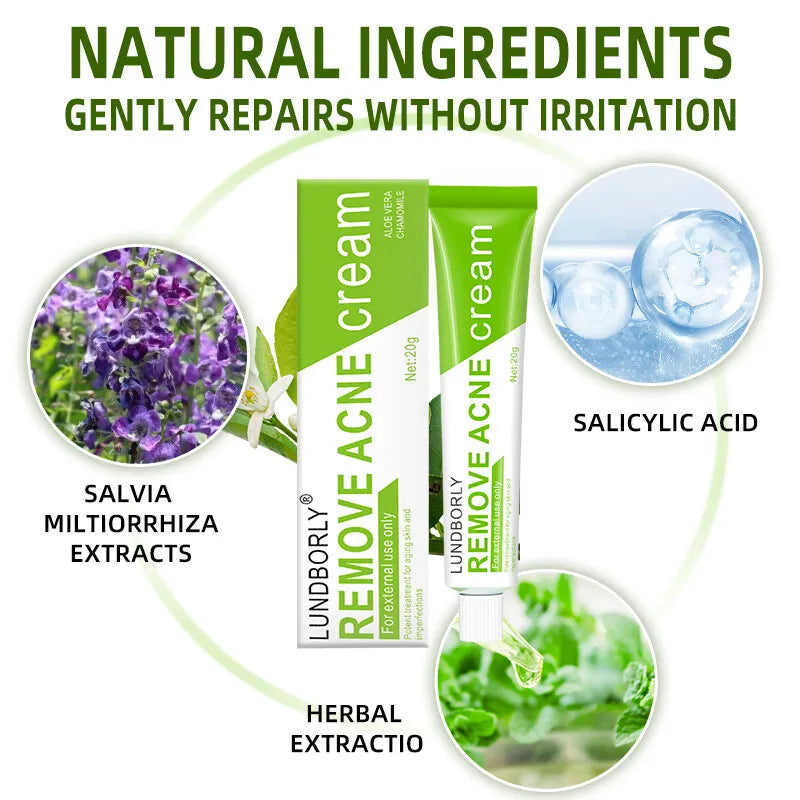 Natural Herbal Face Cream 20g Acne Cream with Salicylic Acid Oil Control Moisturizing Fading Acne Marks Gentle Non Irritating
