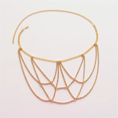 1pc Rhinestone Elasticity Sexy Leg Thigh Chain Body Jewelry for Women Night Club Crystal Leg Body Chain Accessories Gift Gold-color