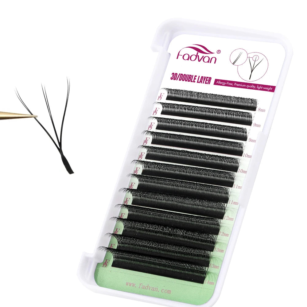 FADVAN 6D-W shaped eyelash extension (3D double tips) Automatic Flowering Premade Fans Eyelash Extensions