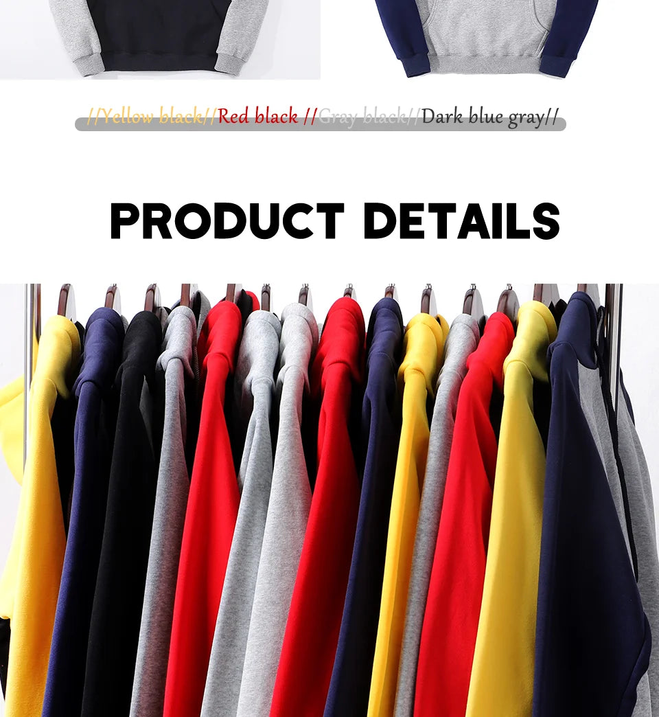 Color Collision Hoodie Men Women Autumn Winter Loose Oversized Clothing Warm Fleece Raglan Splicing Hooded Couple Sweatshirts Badiee Stylez