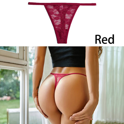 S-XL Sexy G String Thong Mesh Perspective Women Panties Low Waist Female Underpants Solid Color T-back Underwear Thongs Women Style2 Red 1pc
