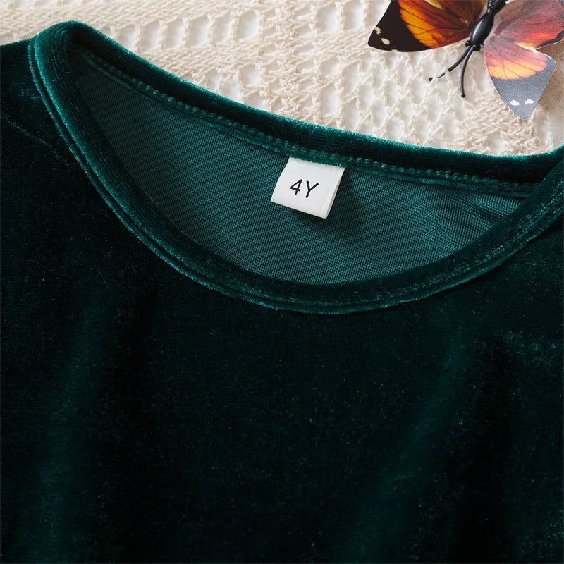 2025 Red Christmas Dress for Baby Girls Winter Long Sleeve Mesh Dresses for 3-8Yrs Kid Star Sequin Birthday Party Princess Dress